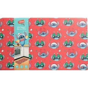 Anti-Fatigue PVC Floor Mat (18"x30") CHRISTMAS, DISNEY STICH FACES ON RED, BB